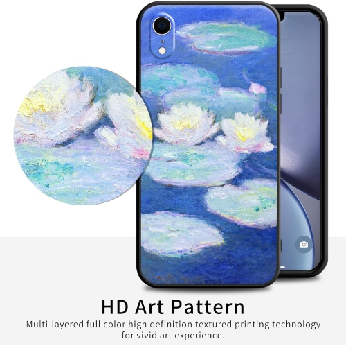 Compatible with iPhone XR Case Cute Art Silicone Case with Design for Women Floral Flower Famous Painting with Screen