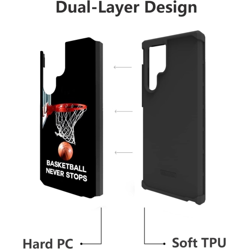 Étui Ultra pour Galaxy S23, étui hybride robuste antichoc double couche en polycarbonate rigide et silicone souple