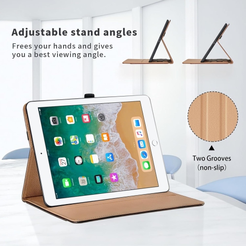 iPad 9.7 Case for iPad 6th / 5th Generation/iPad Air 2 / iPad Air- [Hand Strap] Multi-Angle Viewing Stand PU Leather
