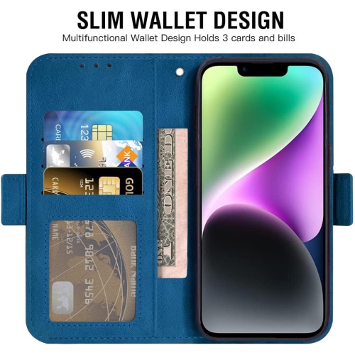 Compatible with iPhone 14 Plus 6.7 inch Wallet Case and Tempered Glass Screen Protector Leather Flip Card