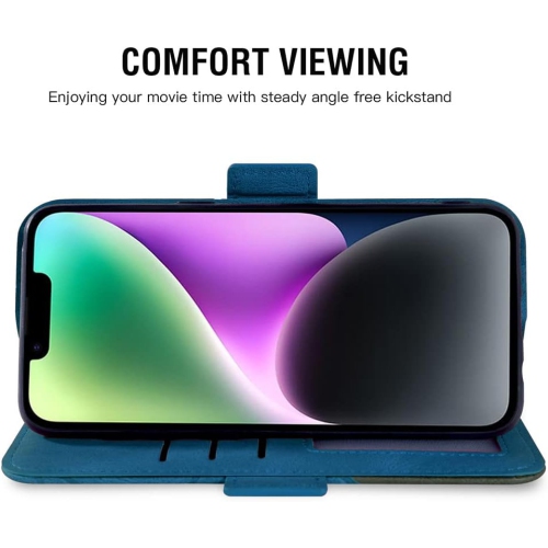 Compatible with iPhone 14 Plus 6.7 inch Wallet Case and Tempered Glass Screen Protector Leather Flip Card