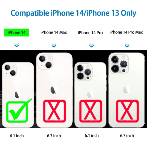 Pour l’étui Defender pour iPhone 14/13, l’étui protecteur robuste résistant aux chocs et à la poussière 3-en-1 pour téléphone