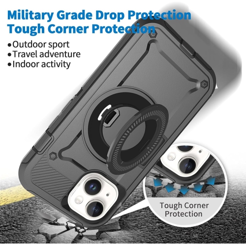 Pour l’étui Defender pour iPhone 14/13, l’étui protecteur robuste résistant aux chocs et à la poussière 3-en-1 pour téléphone