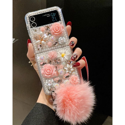 UNKNOWN  for Samsung Galaxy Z Flip 4 Case, Samsung Flip 4 Case Cute Bling Diamond Girly Design, Galaxy Flip 4 Case 3D Handmade