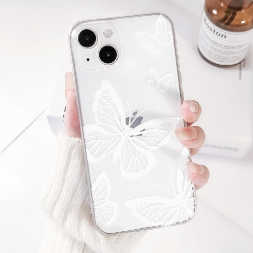 Compatible avec les étuis iPhone 13, les protecteurs pare-chocs souples en TPUR avec motifs de papillons transparents mignons pour filles