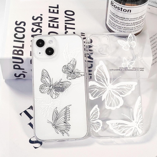 Compatible avec les étuis iPhone 13, les protecteurs pare-chocs souples en TPUR avec motifs de papillons transparents mignons pour filles
