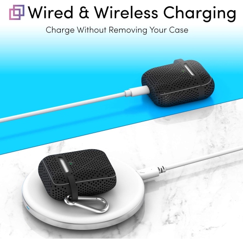 Étui pour AirPods avec porte-clés - Étui protecteur rigide en silicone pour AirPods porte-clés avec mousqueton