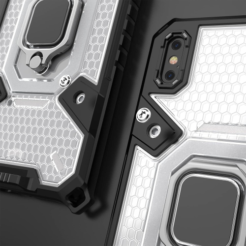 Phone Case for iPhone Xs Max with Tempered Glass Screen Protector Cover and Ring Holder Stand Rugged Slim Cell