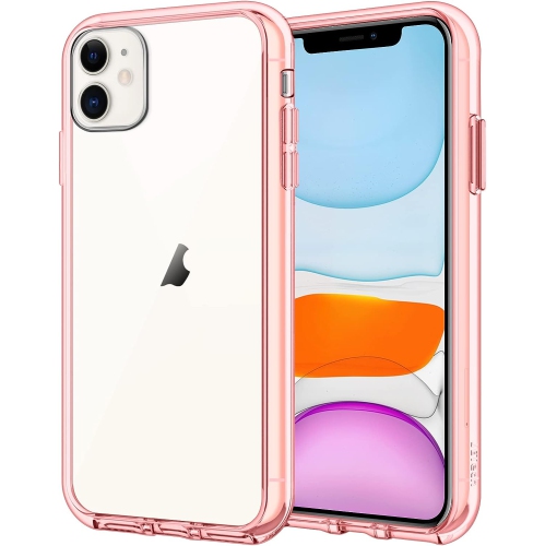 Étui pour iPhone 11 de 6,1 po, protecteur antichoc, arrière transparent antirayure (rose doré)