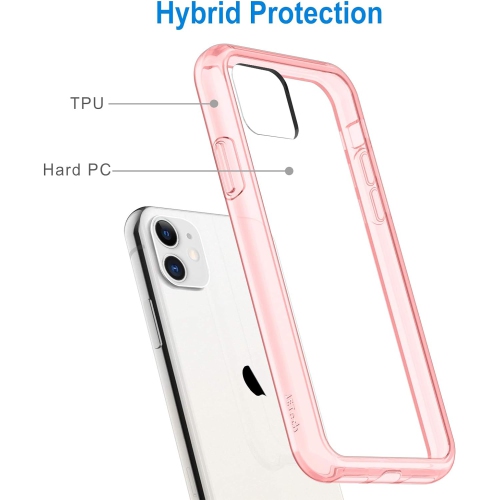 Étui pour iPhone 11 de 6,1 po, protecteur antichoc, arrière transparent antirayure (rose doré)