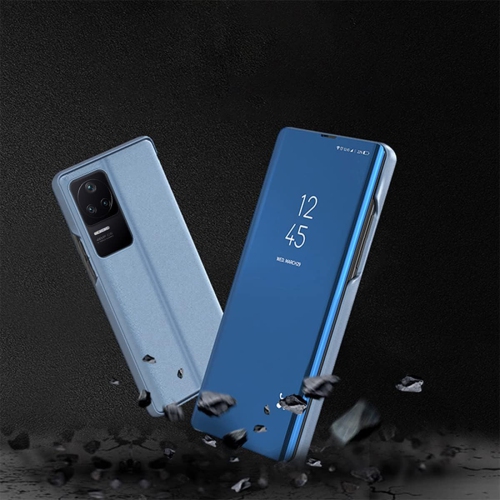 CCSamll Mirror Case for Xiaomi Poco F4 5G with Kickstand, Luxury Clear View Smart Display Flip Case Ultra Thin