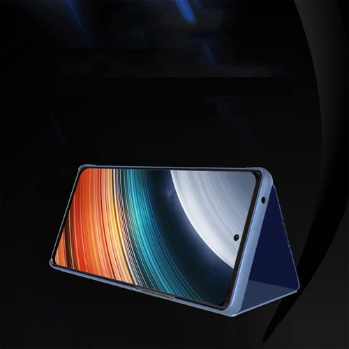 CCSamll Mirror Case for Xiaomi Poco F4 5G with Kickstand, Luxury Clear View Smart Display Flip Case Ultra Thin