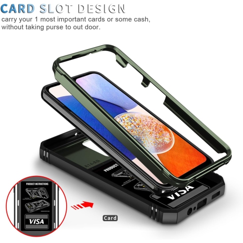 Compatible with Samsung Galaxy A14 4G/5G Case with Stand & Slide Camera Cover,Heavy Duty Full Body Shockproof