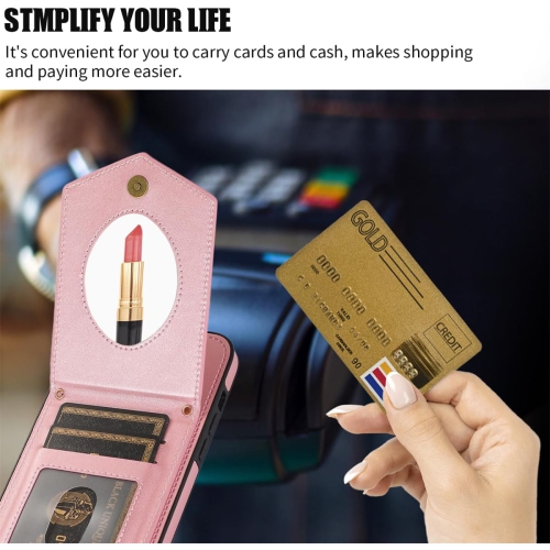 Phone Case for iPhone 15 Pro Max 6.7 inch Wallet Cover with Screen Protector and Mirror Card Holder Crossbody