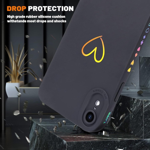 Case Compatible with iPhone XR, Cute Gold Love-Heart Pattern Design for Girls and Women Flexible Shockproof