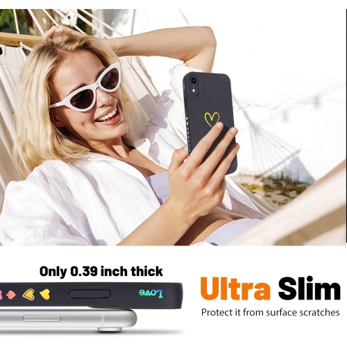 Case Compatible with iPhone XR, Cute Gold Love-Heart Pattern Design for Girls and Women Flexible Shockproof