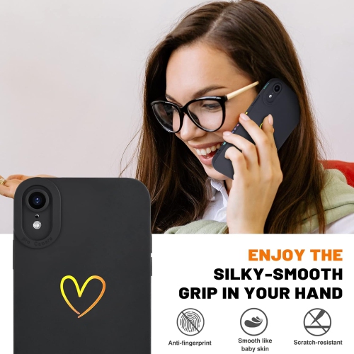 Case Compatible with iPhone XR, Cute Gold Love-Heart Pattern Design for Girls and Women Flexible Shockproof