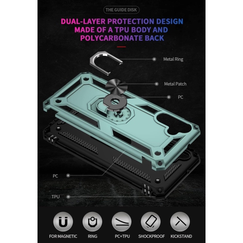 Pour un étui pour Galaxy A13 5G de Samsung avec protecteur d'écran, béquille pour anneau, protection antichoc de protection militaire