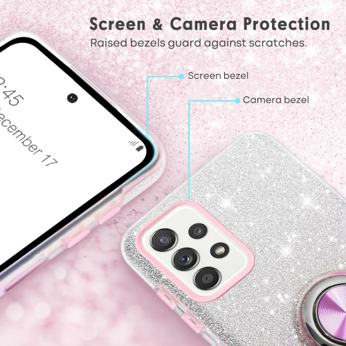 Galaxy A52 4G 5G Case, Phone Case Samsung A52s 5G, Slim Thin Shinny Sparkly Soft TPU Shockproof Protective Ring