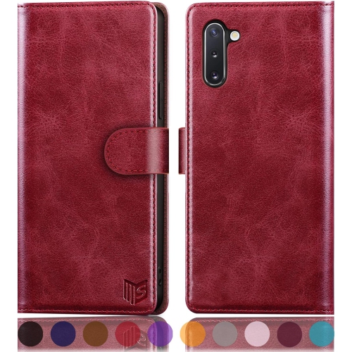 Image 1 de 5.. Pour Samsung Galaxy Note 10 6,3 po étui portefeuille anti-RFID porte-carte de crédit, étui de téléphone en cuir pu Flip Book