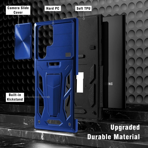 Military Armor Series Case for Samsung Galaxy S22 Ultra 2022,Build-in Kickstand & Camera Protection Sliding