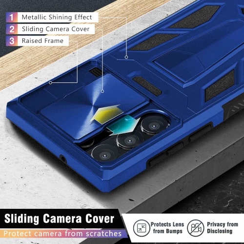 Military Armor Series Case for Samsung Galaxy S22 Ultra 2022,Build-in Kickstand & Camera Protection Sliding