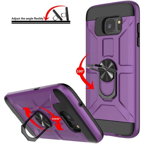 Galaxy S7 Edge Case, S7 Edge Case with HD Screen Protector, 360 Rotatable Metal Ring Holder Kickstand [Work