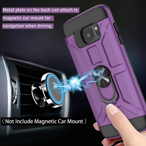 Galaxy S7 Edge Case, S7 Edge Case with HD Screen Protector, 360 Rotatable Metal Ring Holder Kickstand [Work