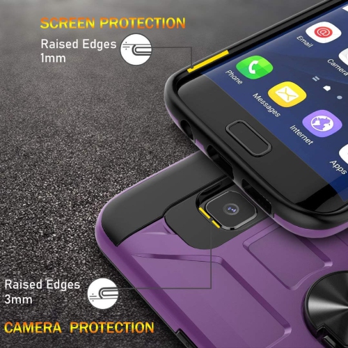 Galaxy S7 Edge Case, S7 Edge Case with HD Screen Protector, 360 Rotatable Metal Ring Holder Kickstand [Work