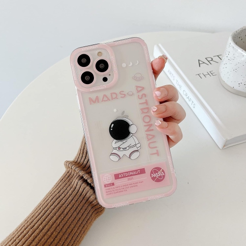 for iPhone 14 Plus Clear Cute Case, Cool Cartoon Astronaut Space Rocket Moon Design Stylish Bumper