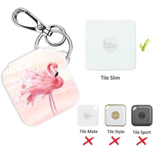 Case for Tile Slim Finder with Carabiner Keychain, Leather Skin Cover for Tile Slim Bluetooth Tracker, Anti-Lost