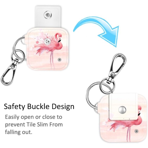 Case for Tile Slim Finder with Carabiner Keychain, Leather Skin Cover for Tile Slim Bluetooth Tracker, Anti-Lost