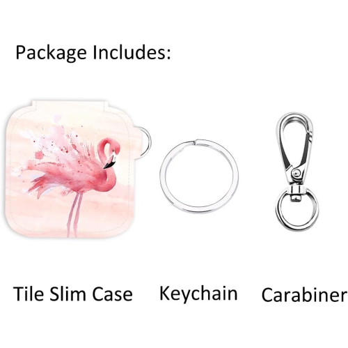 Case for Tile Slim Finder with Carabiner Keychain, Leather Skin Cover for Tile Slim Bluetooth Tracker, Anti-Lost