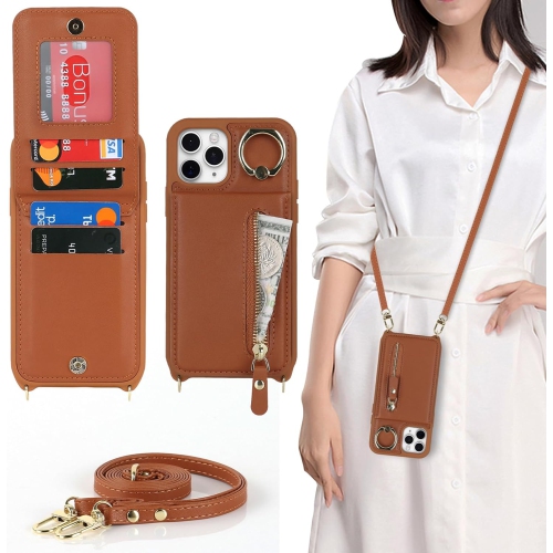 UNKNOWN  Iphone 11 Pro Case for Women With Card Holder, Iphone 11 Pro Phone Case With Strap, Crossbody Lanyard Cases