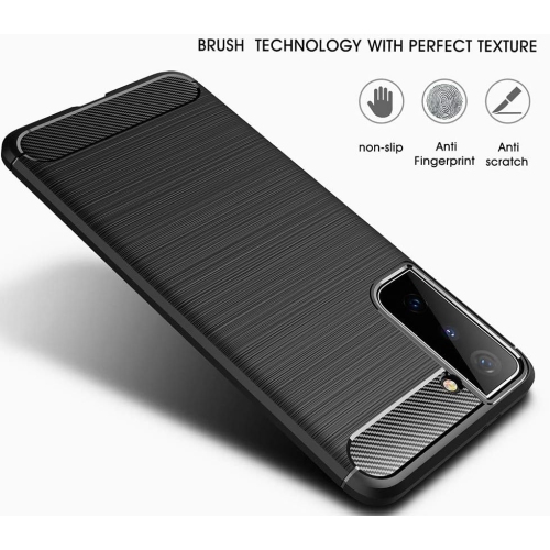 Slim Soft Carbon Fiber Shockproof Brushed TPU Case Cover for Samsung Galaxy S21 5G