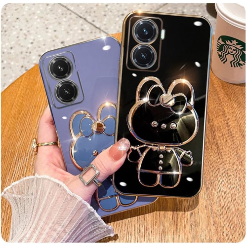 for Oneplus Nord N30 5G Case Cute with Hidden Mirror Stand,Nord N30 Phone Case Rabbit Design with Camera