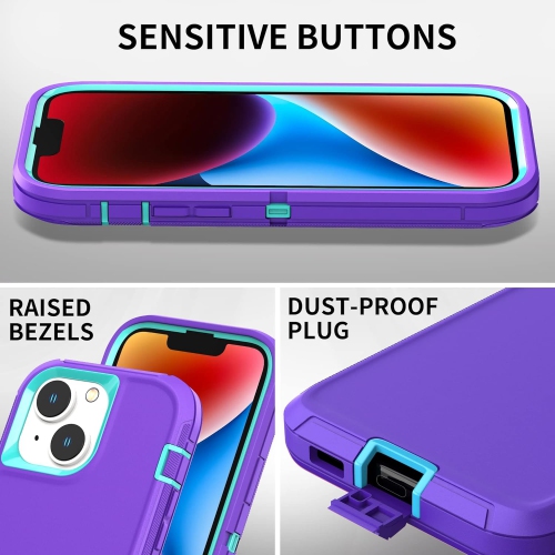 Designed for iPhone 14 Plus Case with 2 Screen Protector Tempered Glass, [Military Drop Protection] [3-Layers]