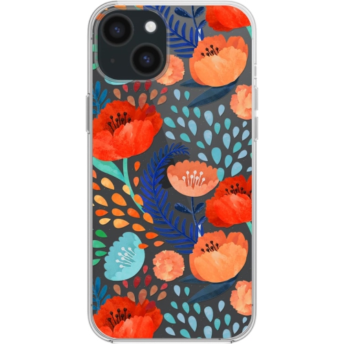 for iPhone 15 Plus Case, Women Lovely Rose Flower Pattern Floral Style Cute Flower Design Transparent Soft TPU