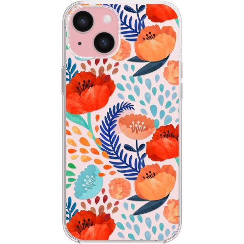 for iPhone 15 Plus Case, Women Lovely Rose Flower Pattern Floral Style Cute Flower Design Transparent Soft TPU