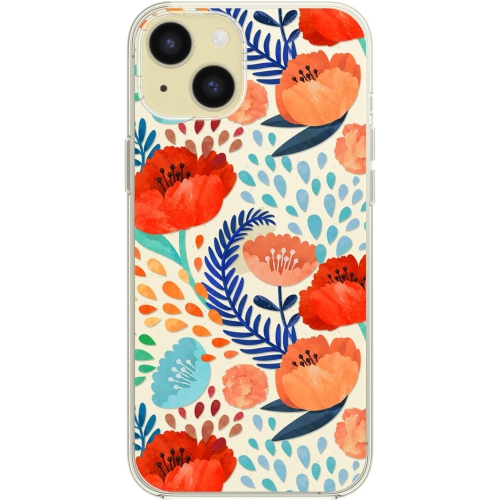 for iPhone 15 Plus Case, Women Lovely Rose Flower Pattern Floral Style Cute Flower Design Transparent Soft TPU