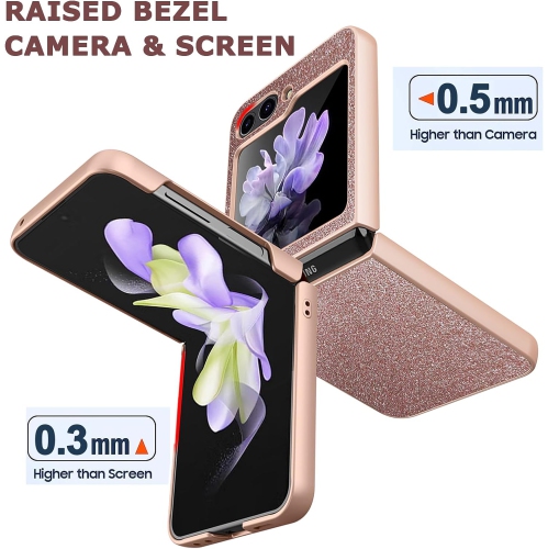 Compatible Glitter Case for Samsung Galaxy Z Flip 5 5G Case Screen Protector,Luxury Bling Rhinestone Diamond Case