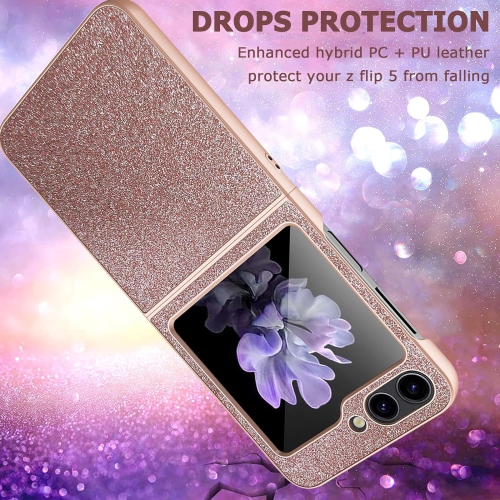 Compatible Glitter Case for Samsung Galaxy Z Flip 5 5G Case Screen Protector,Luxury Bling Rhinestone Diamond Case