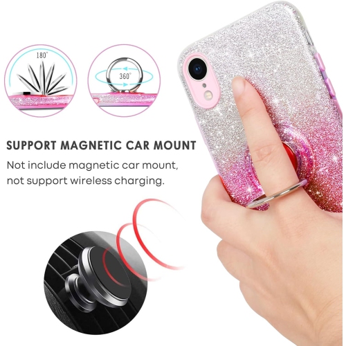 iPhone XR Case, Phone Case iPhone XR, Slim Thin Shinny Sparkly Soft TPU Shockproof Protective Ring Kickstand