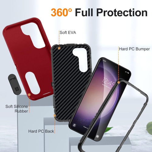 for Samsung Galaxy S23 Case, Samsung S23 Phone Case with Built in Kickstand, Military Grade Protection Cover