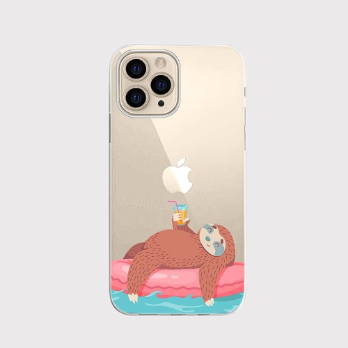 iPhone 13 Pro Max Case, Funny Sloth Design Cute Cartoon Animal Style Transparent Soft TPU