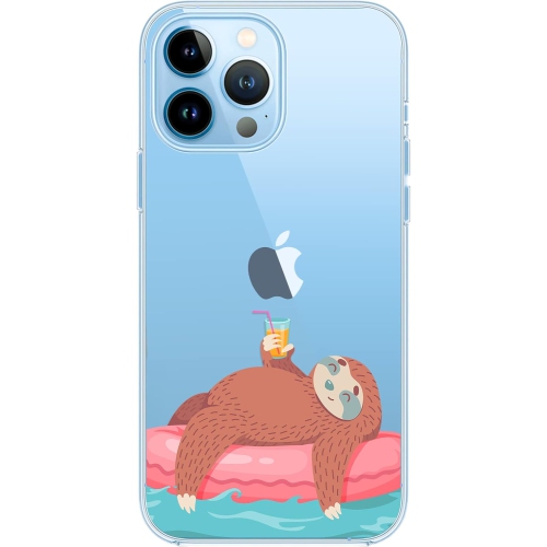 iPhone 13 Pro Max Case, Funny Sloth Design Cute Cartoon Animal Style Transparent Soft TPU