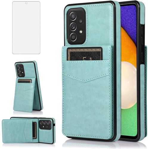 Phone Case for Samsung Galaxy A52 5G/4G with Tempered Glass Screen Protector Credit Card Holder Wallet Cover