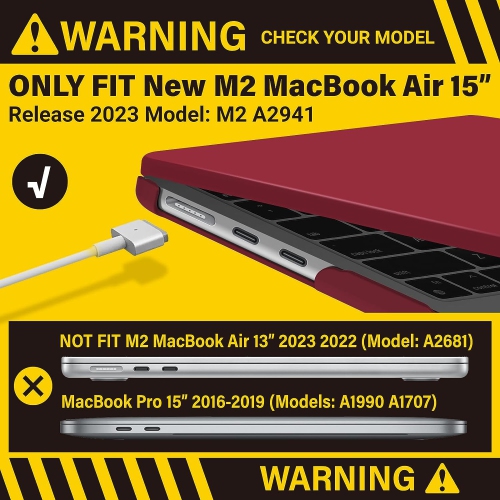 Compatible with New M2 2023 MacBook Air 15 inch case, Model A2941, Hard Shell Case & Keyboard Cover & Type-C