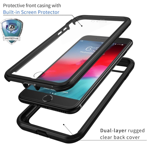 iPhone SE 2020 Case, iPhone 7 Case, iPhone 8 Cases, [Built-in Screen Protector] Full Body Clear