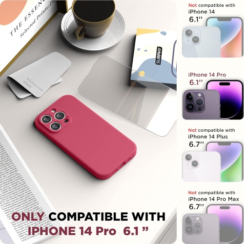 Silicone Case Compatible with iPhone 14 Pro Case 6.1 inch, with Camera Protection Liquid Silicone Soft